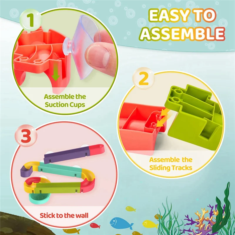 Set Mandi Seluncuran Air Dinosaurus untuk Balita, Jalur DIY dengan Bola untuk Kesenangan Bak Mandi, Hadiah Ideal untuk Anak Laki-laki dan Perempuan,