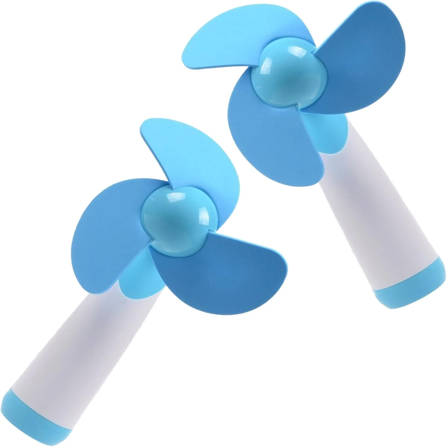 Mini Handheld Fan Personal Fan Battery Soft Foam Blades Powered for  and Travel 2PC Blue (2)