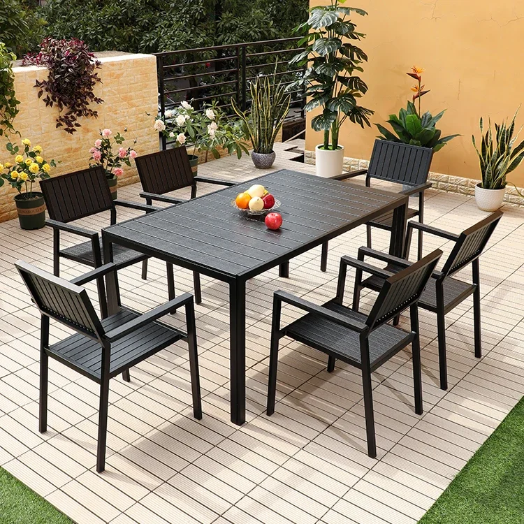 Wholesale Outdoor Dinner Table Set 6 Chairs Modern Garden Furniture Cafe Tables And Chairs For House Metal Manufacturer