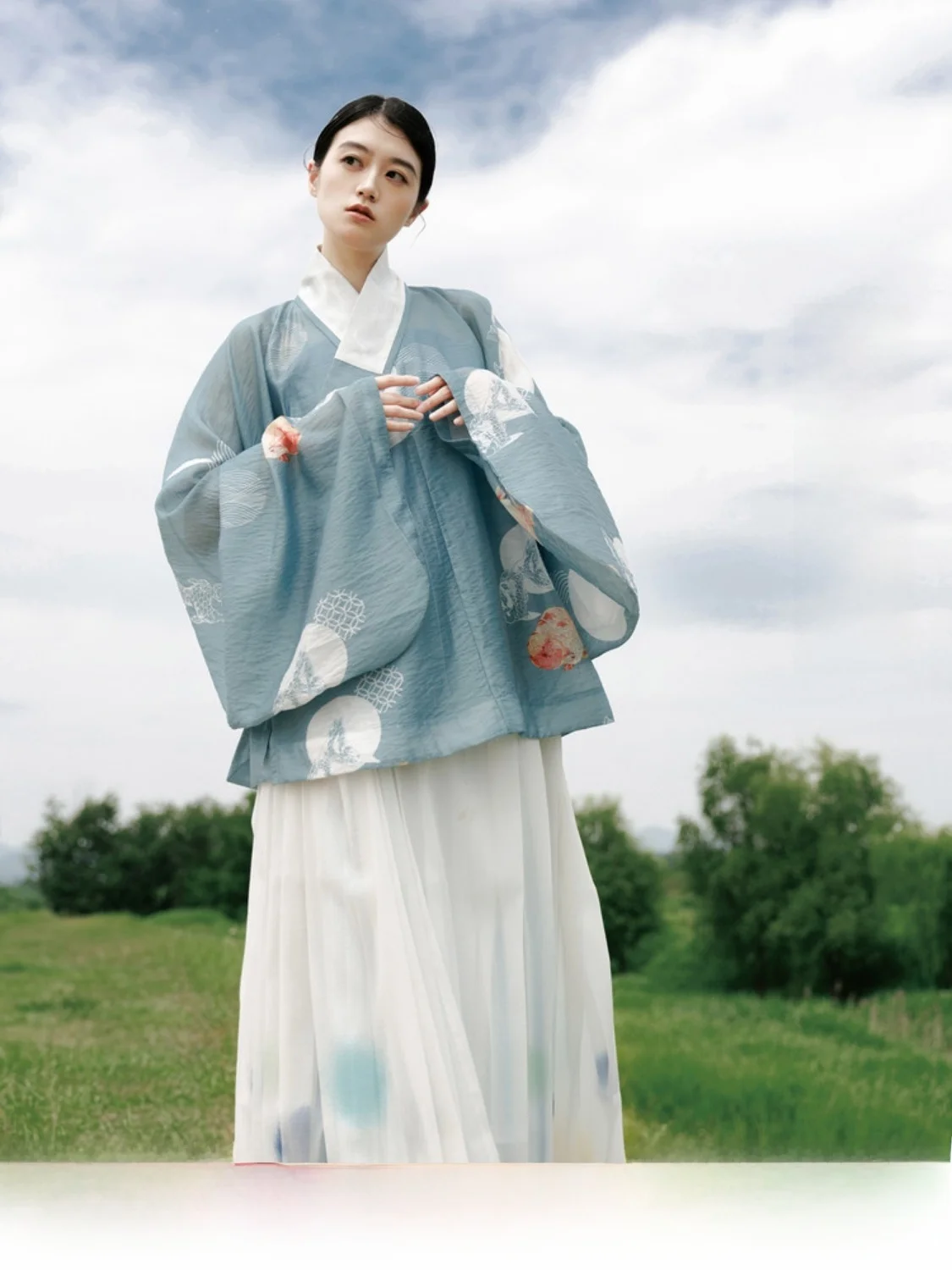 

Chu Mountain De Yue National Sle Improved Original Spring Summer Hanfu Ming Dynas Printed Long irt Gold Wave