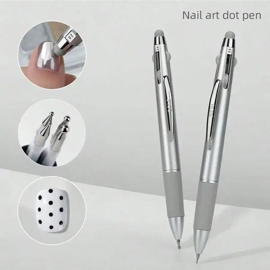 4-In-1 Nail Art Dotting Tool, Polka Dot Pen, Flower Painting Pen, Rhinestone Applicator, Soft Silicone Sponge Head,
