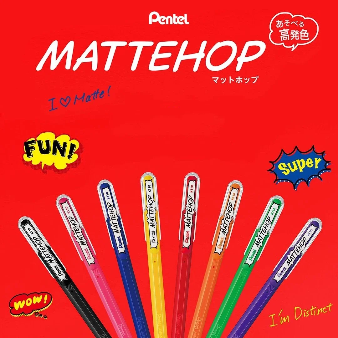 2024 Stationery Awards 14pcs Japan Pentel Arts Hybrid MATTEHOP Hightlight Pen 1.0mm Matte Assorted Colors  K110V