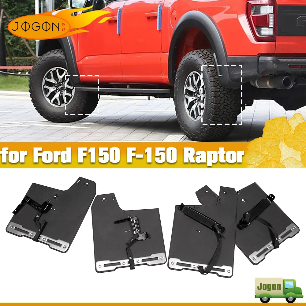 

Jogon 4PCS 2021 + 2022 2023 2024 2025 Car ABS Exterior Wheel Fender Side Mudguard Protection Trim For Ford F150 F-150 Raptor