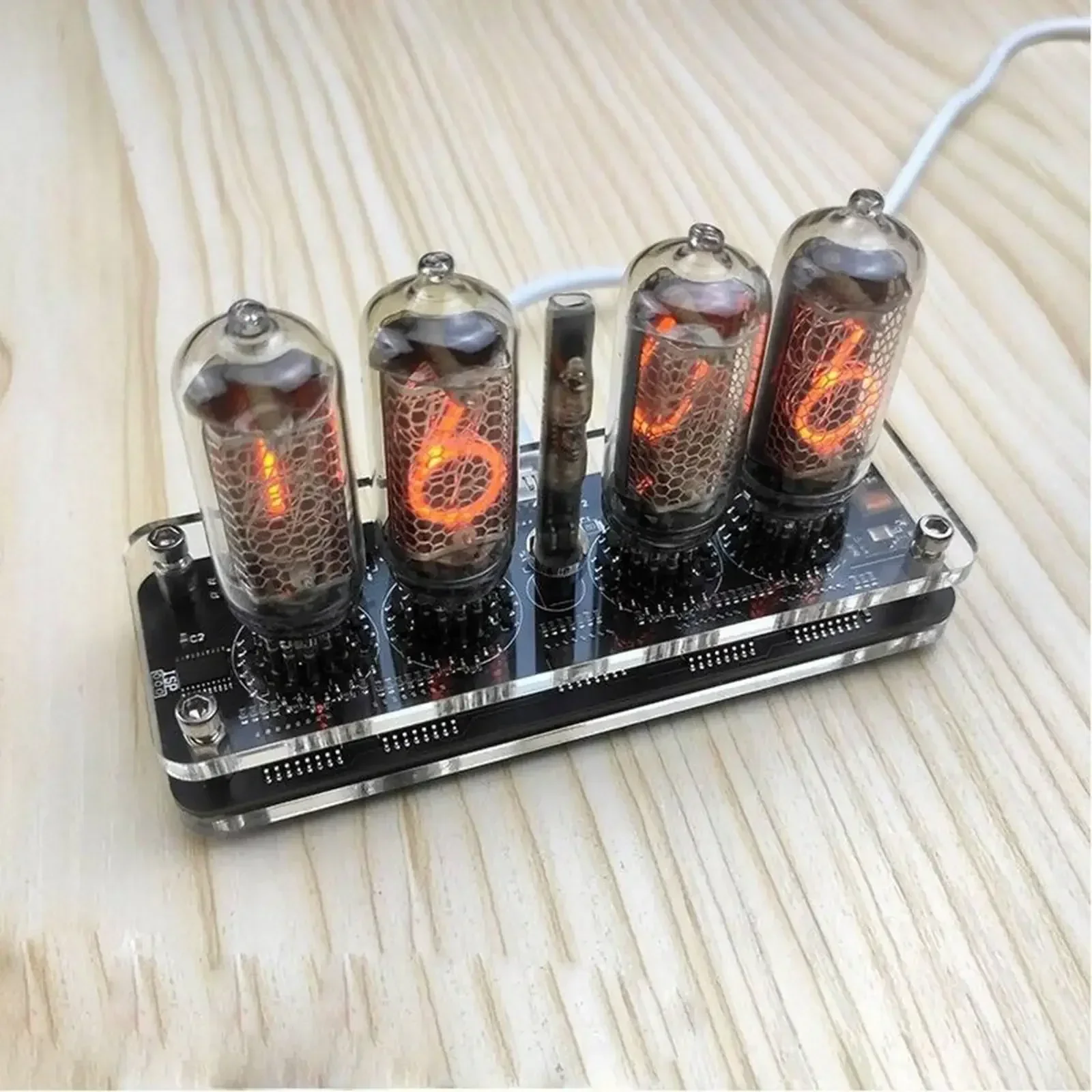 4 Digit IN-8 Nixie Glow Tube Clock IN8 with Remote Controller LED Backlight  Alarm Clock  Retro Clock