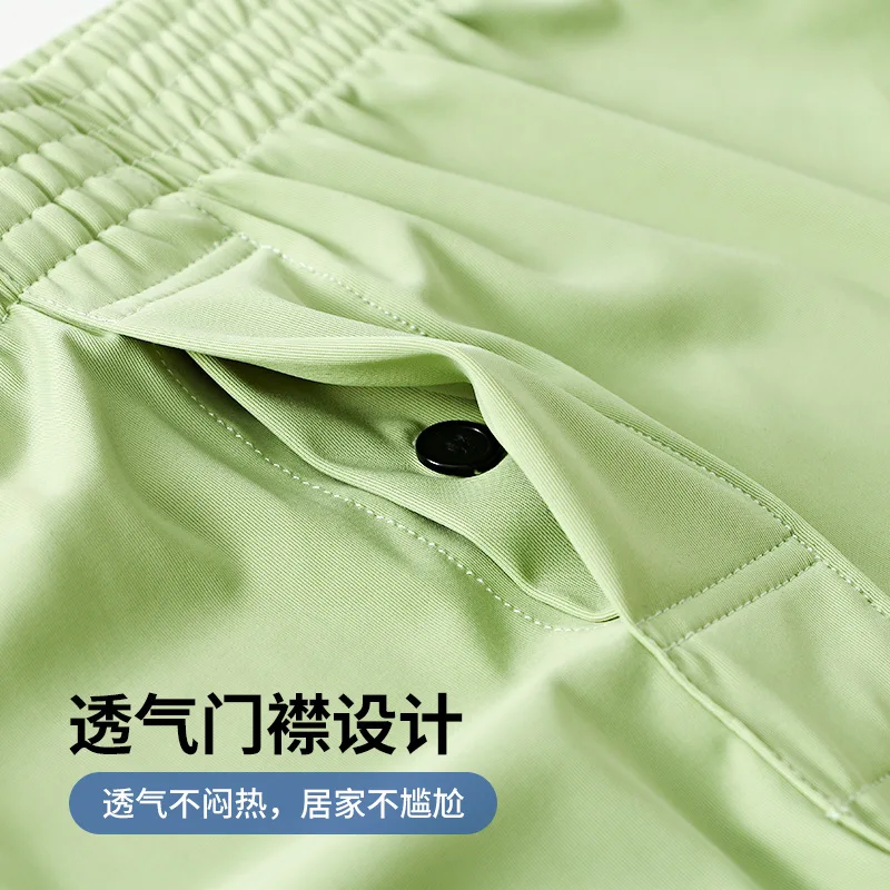 Mens Ice Silk Lounge Pants Summer Quick Dry Sleepwear Lightweight Workout Shorts Long Boxer Briefs Breathable Comfort Underpants