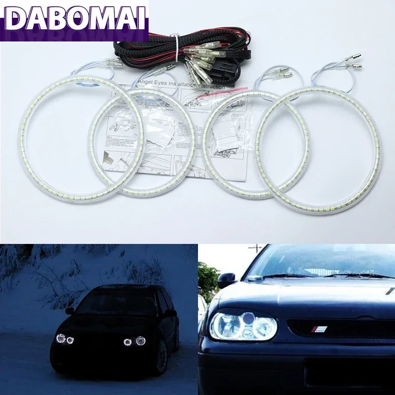

Ультра яркий SMD белый светодиодный ангельские глазки 2600LM 12V Halo Ring Kit дневных ходовых огней для Volkswagen Golf 4 MK4 1998-2004 гг.
