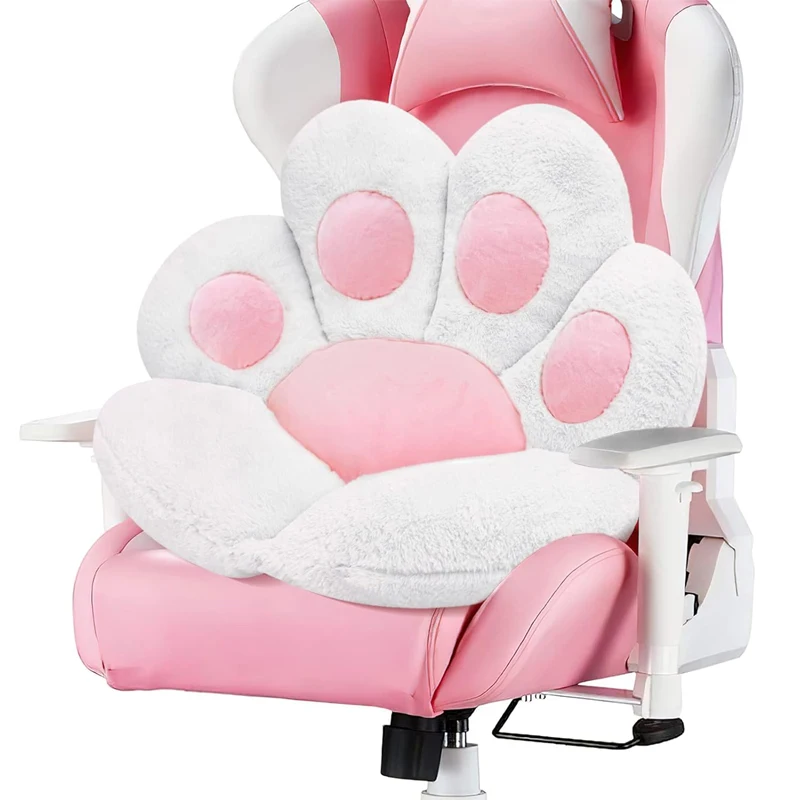 White Cat Paw Cushion Kawaii Chair Plush Cushions Lazy Pillow for Gamer Chair Seat for Girl Worker Gift Dining Room Bedroom