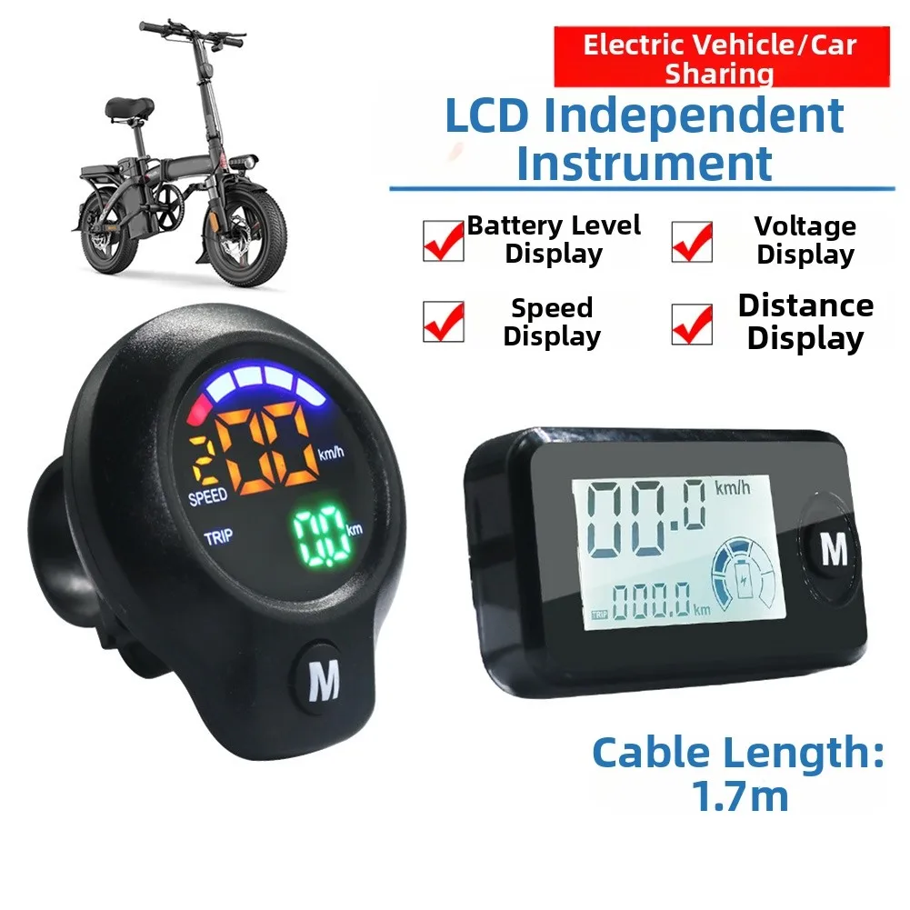 E-Bike Speedometer ABS 3/4/5/6 Wire Square/round Screen Digital LCD Display Odometer Electric Bicycle Instrument Accessories