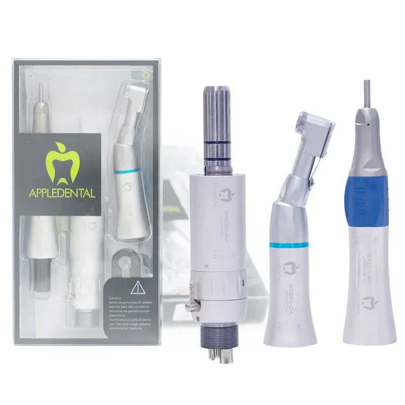 German Bearings,Stable Clip Structure, APPLEDENTAL GREEN-L Dental Low-Speed Handpiece Kit, External Water Path, Polishing Master