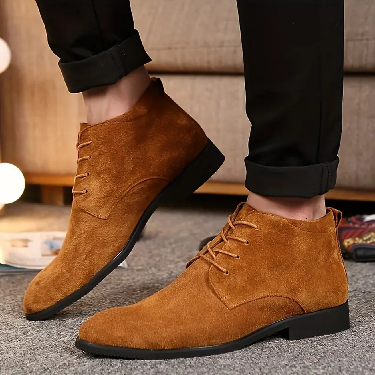 Waterproof Mens Chukka Boots  Windproof Slip-Resistant, Lace-up Shoes for Comfortable  Outdoor Walking