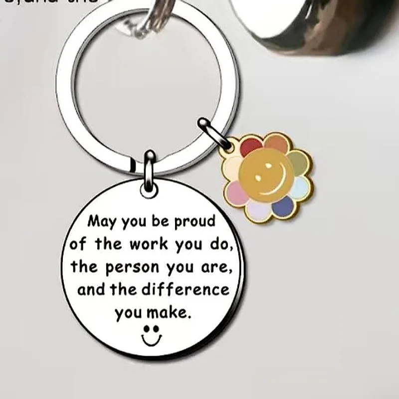 Thank You Appreciation Keychain Make a Difference Flower Keychain for Employee Coworker Social Worker Gifts for Nurse Teacher