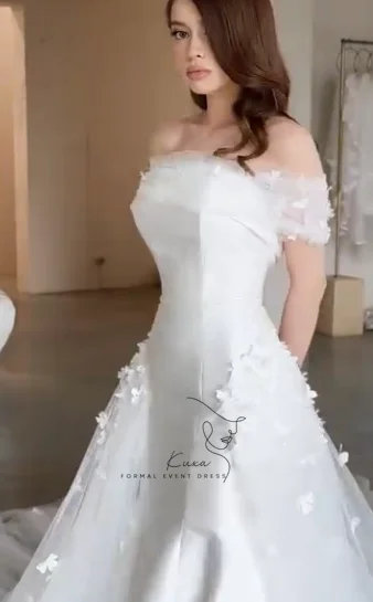 KUXA Luxury Ivory Lace Mermaid Wedding Dresses Butterfly Decoration Chapel Train Customized Bridal Gowns robe de mariée 2026