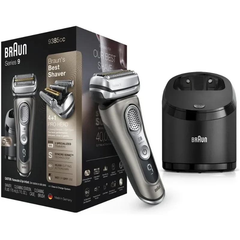 Braun Series 9 9385cc Latest Generation Electric Shaver, Rechargeable & Cordless Electric Razor for Men