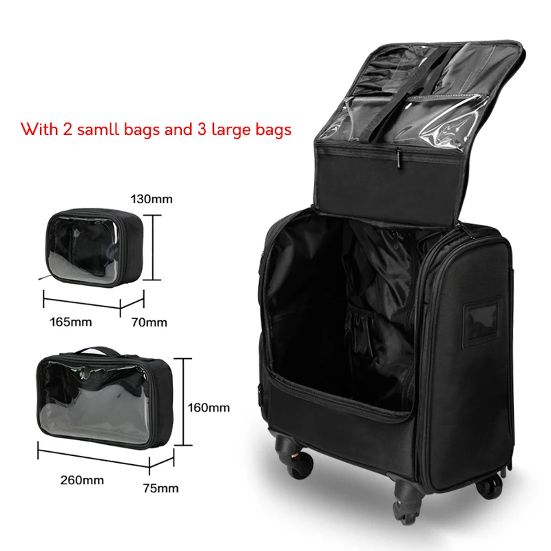 Professional cosmetic suitcase trolley cosmetic luggage bag multi-functional large-capacity tattooed nail beauty makeup tool box