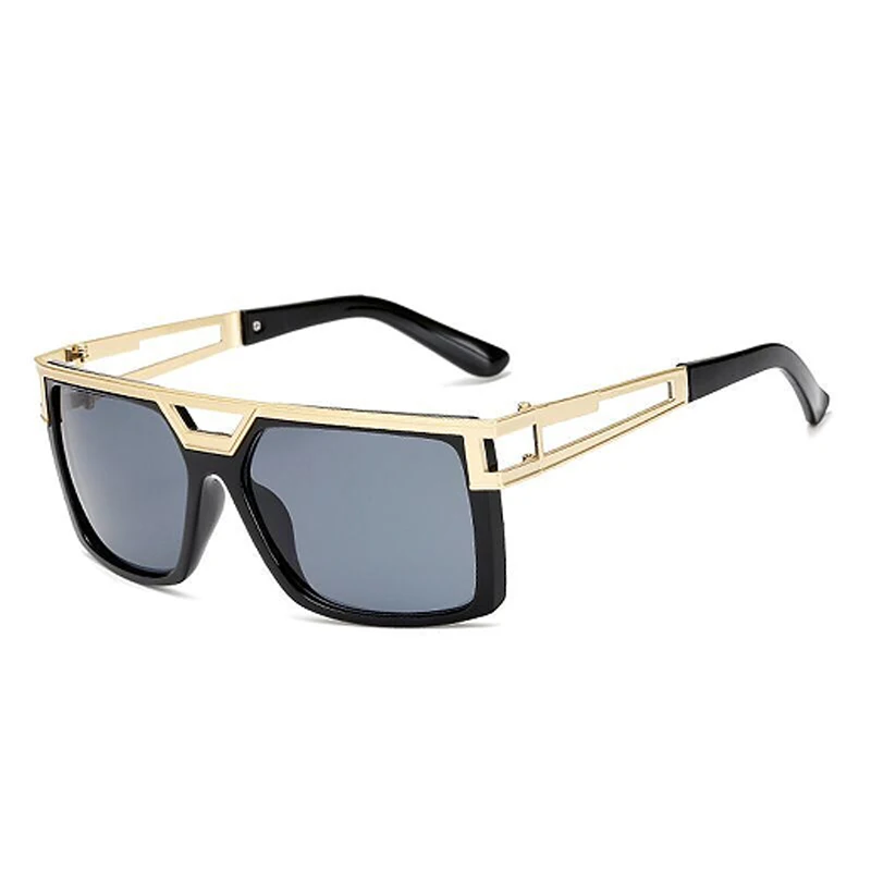 Retro Style Street Photography Sunglasses With Double Beam Large Frame For Men And Women, Metal Trendy Sunglasses 18011