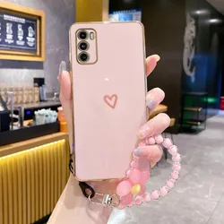 g 60 s 32 42 Love heart Flower Strap Case On For Motorola Moto G60 G32 G42 G22 G84 G82 G83 G20 G10 G31 G54 G30 G13 G23 G62 Cover