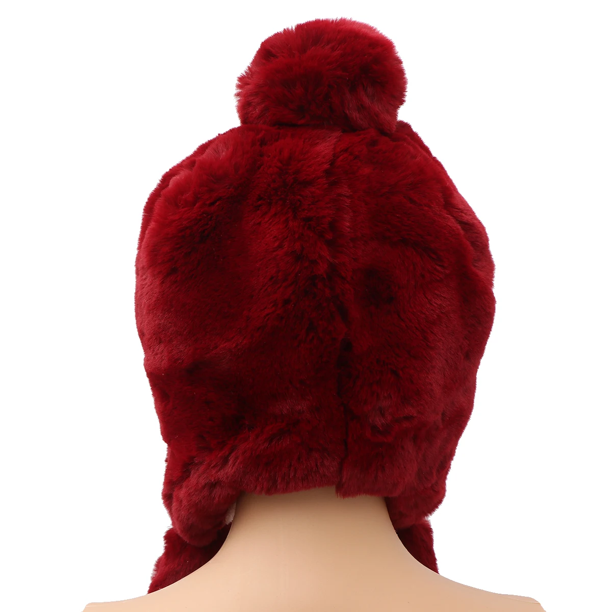 

Winter Hat Rabbit Hair Ear Muffs Warm Solid Color High-quality Neck Warmer Faux Trapper Hat For Ladies Girls Christmas