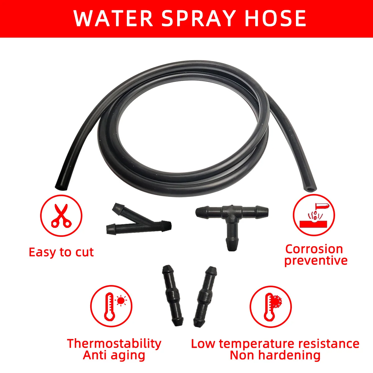 PINMOAP 1/2/3/4m Wiper Cleaner Hose T Y I Type Joint High Elasticity Weather Resistant Rubber Pipe Kit Replacement Spray Pipe