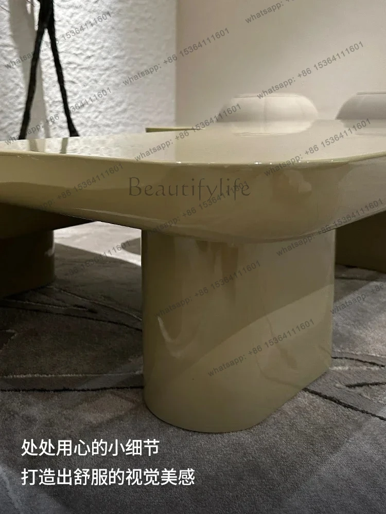 Living room coffee table solid wood paint special-shaped combination high-end creative modeling bamboo sofa coffee table