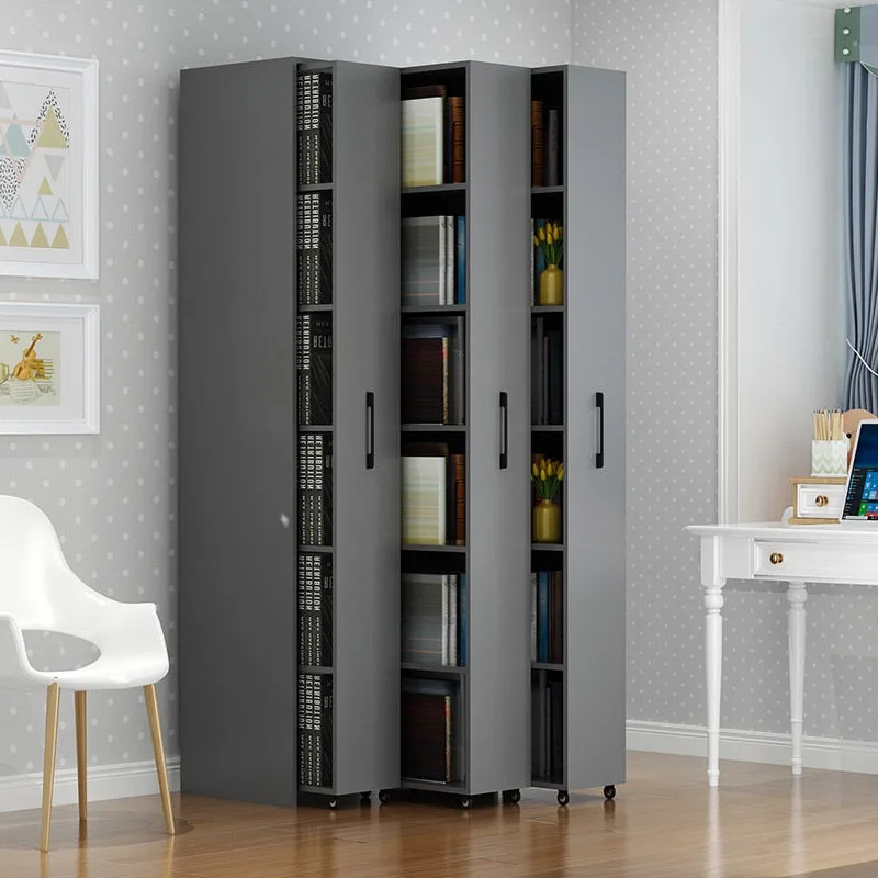Solid wood bookcase dustproof floor removable hidden push-pull drawer cabinet with wheels simple storage storage bookshelf