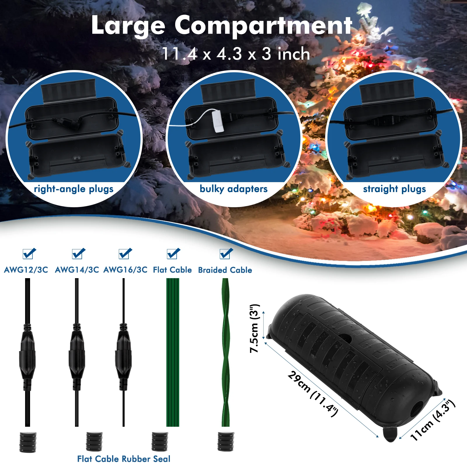 Coperture scudi impermeabili per scatole elettriche esterne piccole con 1 protezione per cavo di prolunga esterno di dimensioni compatte per spina/striscia di alimentazione
