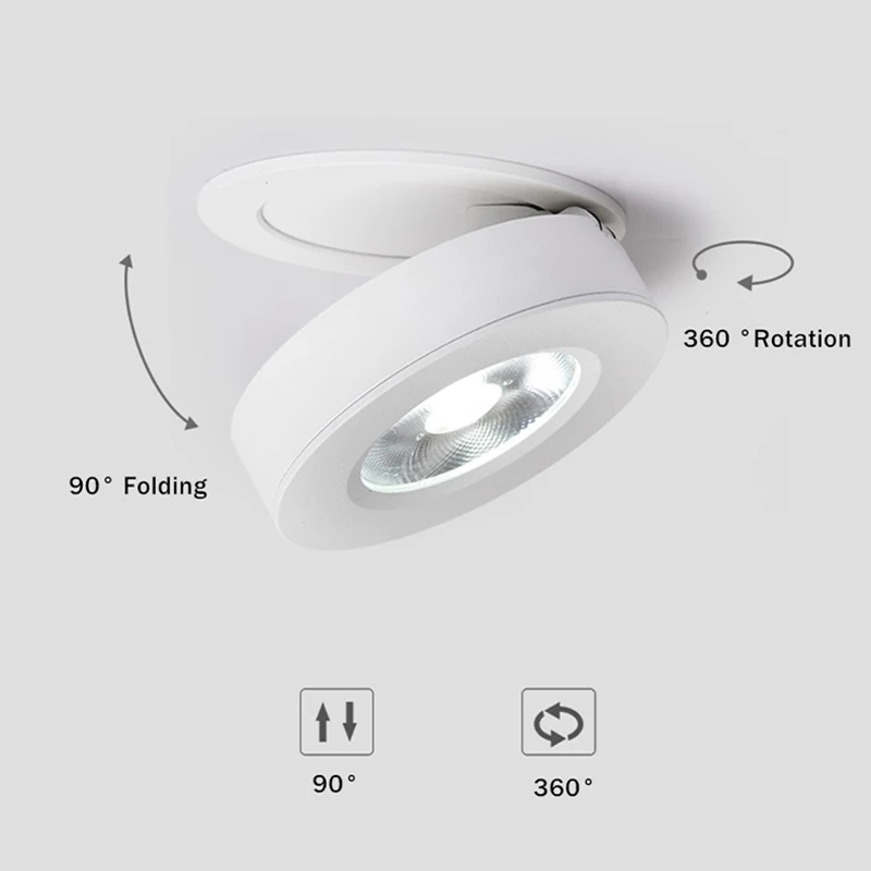 3 Colors Slim Ceiling Lamp Ceiling Light LED Foldable 360 Recessed Surface Mounted Spotlight for Hallway Gallery Display Living