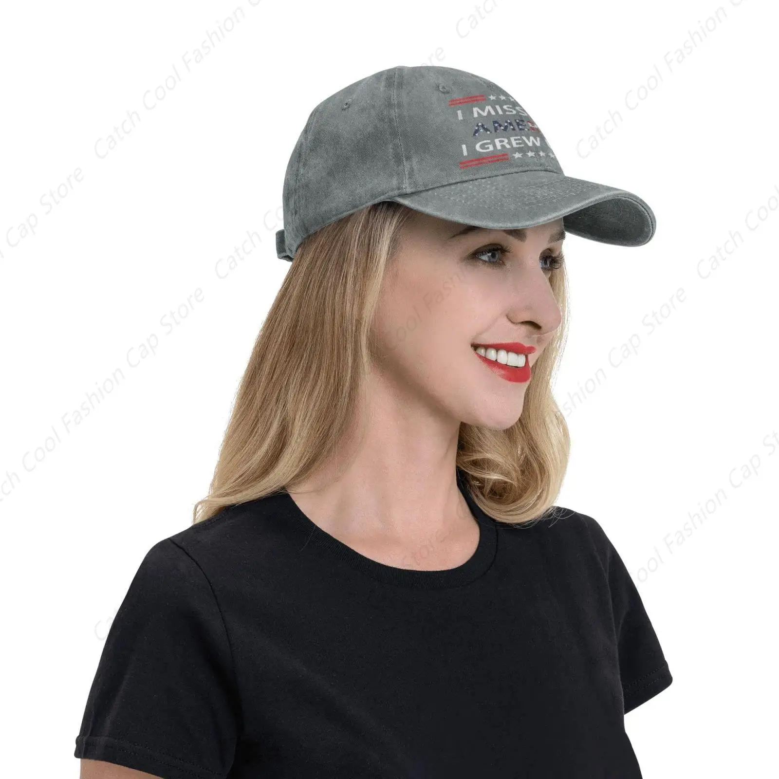 Vintage Baseball Cap I Miss The America I Grew Up for Men Women Trucker Denim Hat Washed Cotton Fashion Unisex Adjustable Sports