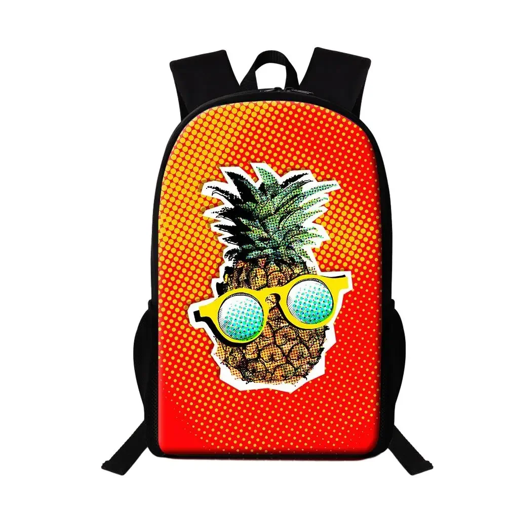 Schultaschen mit Ananas-Frucht-Aufdruck, Cartoon-Frucht-Rucksack für Teenager, Mädchen, Studenten, Büchertasche, Geschenk, 40,6 cm, Reise-Tagesrucksack, Laptop-Tasche