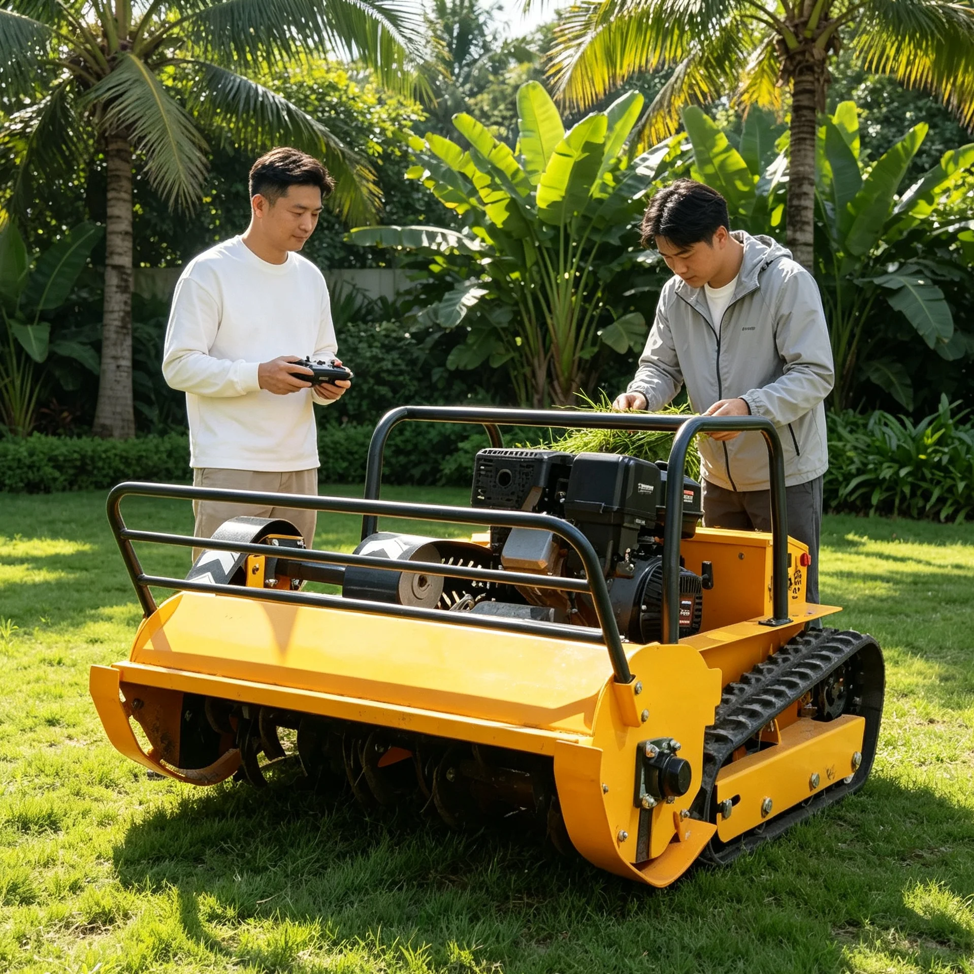 Customized 1000S lawn mower, detachable snow shovel, finish lawn‑cutting and winter snow‑removal in countryside yard