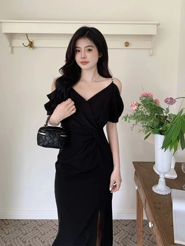 

plus Size V-Ne Wrap Waist Summer New Sle Women's Dr Long Skirt Slimming A-Line Silhouette High Waist Korean Sle