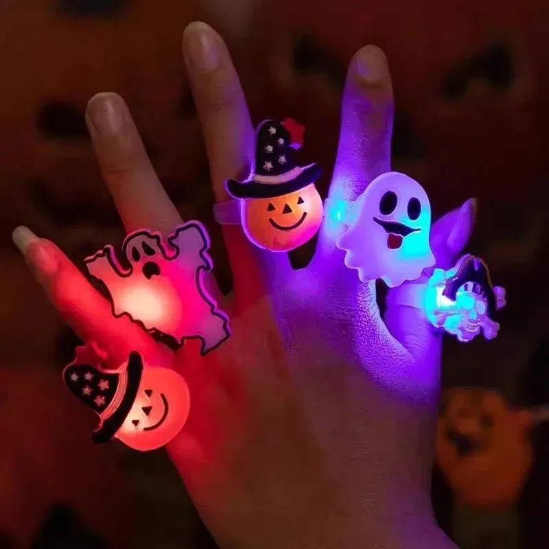 10-50 Stück LED-Ringe, Halloween-Leuchtringe in Form von Geistern und Fledermäusen, leuchtende Finger-Ringe, Halloween-Party, Geburtstagsgeschenke, Dekorationen und Zubehör. – Detail 14