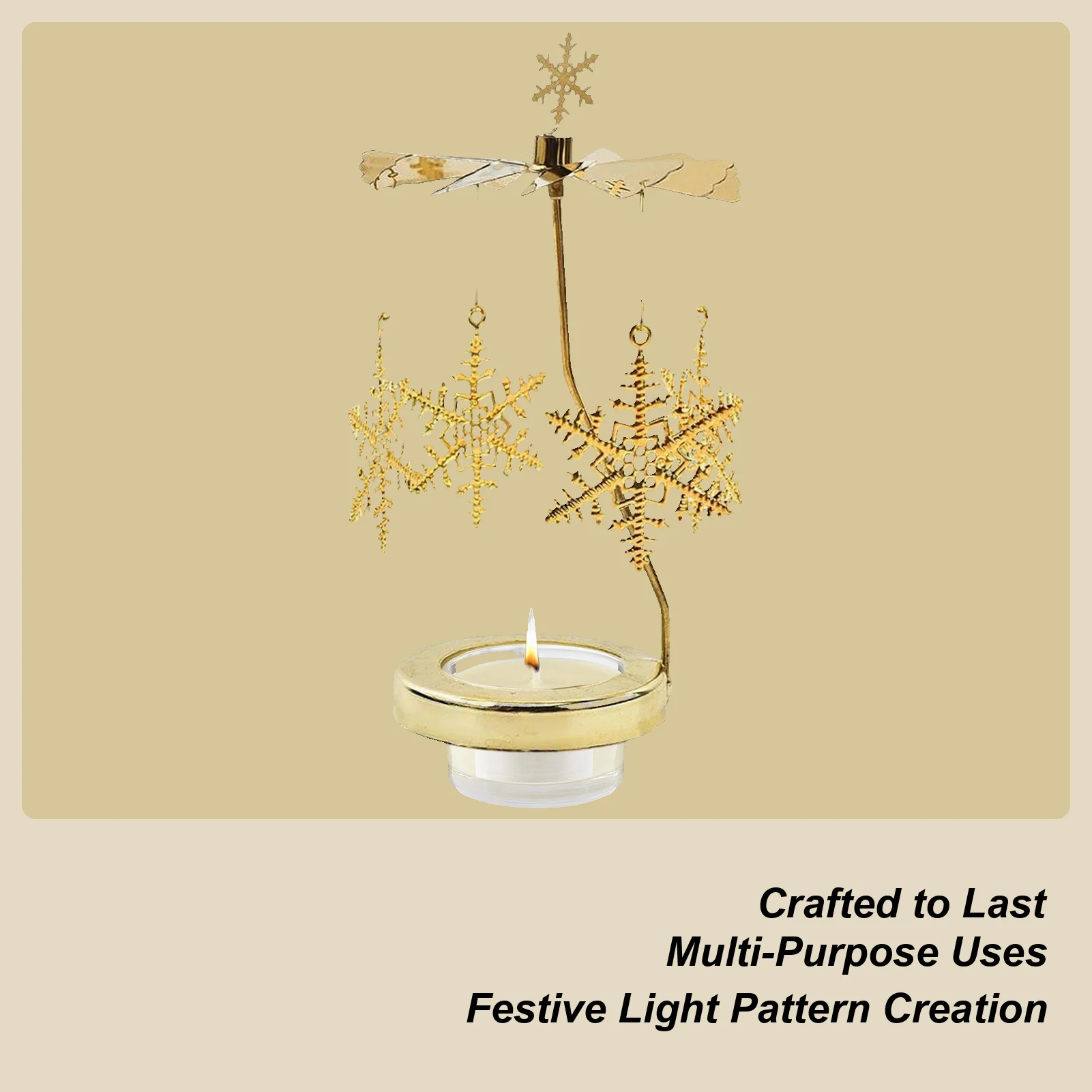 Rotating Candle Holder Christmas Rotary Gold Carousel Candle Spinner Home Decor For Dining Shelf Desk Meditation Study Room