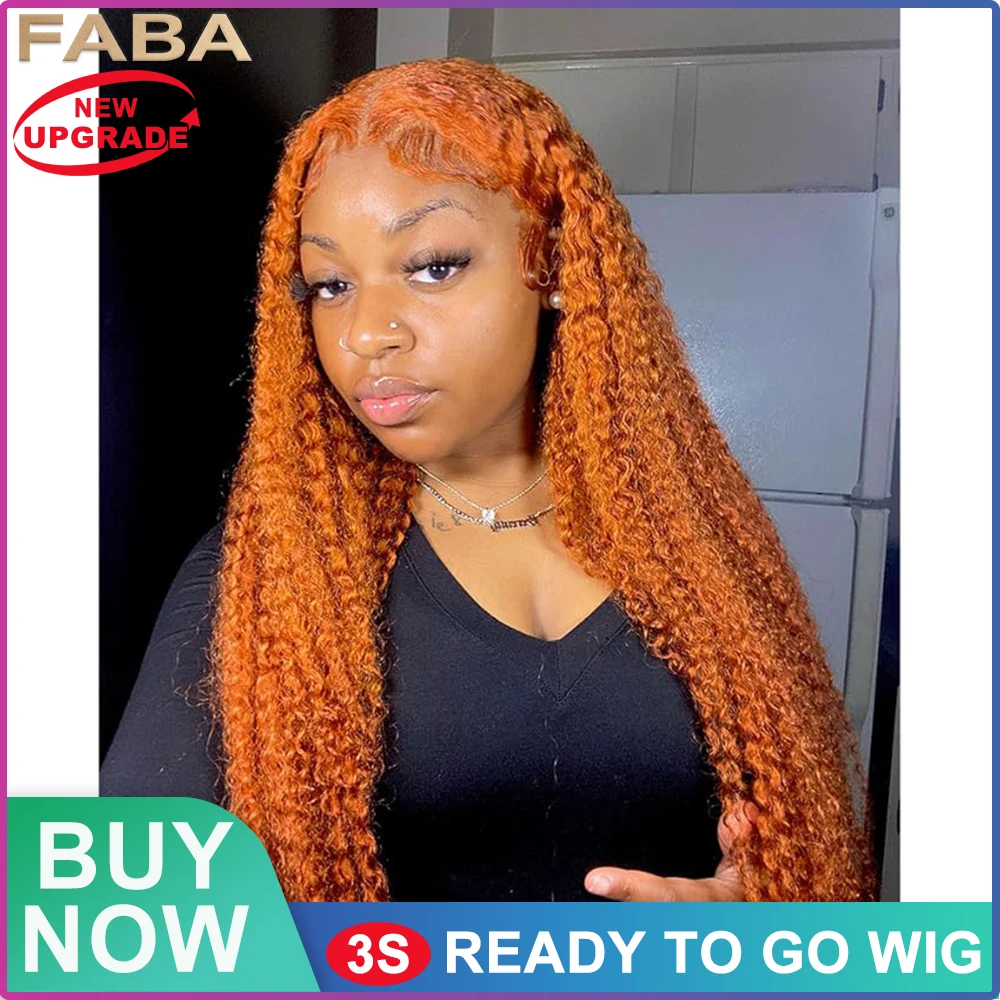 FABA  Glueless Wigs Human Hair 7x5 Wear and Go Glueless Wig Pre Plucked  with Natural Hairline Pre Cut Ginger Orange Curly Wigs