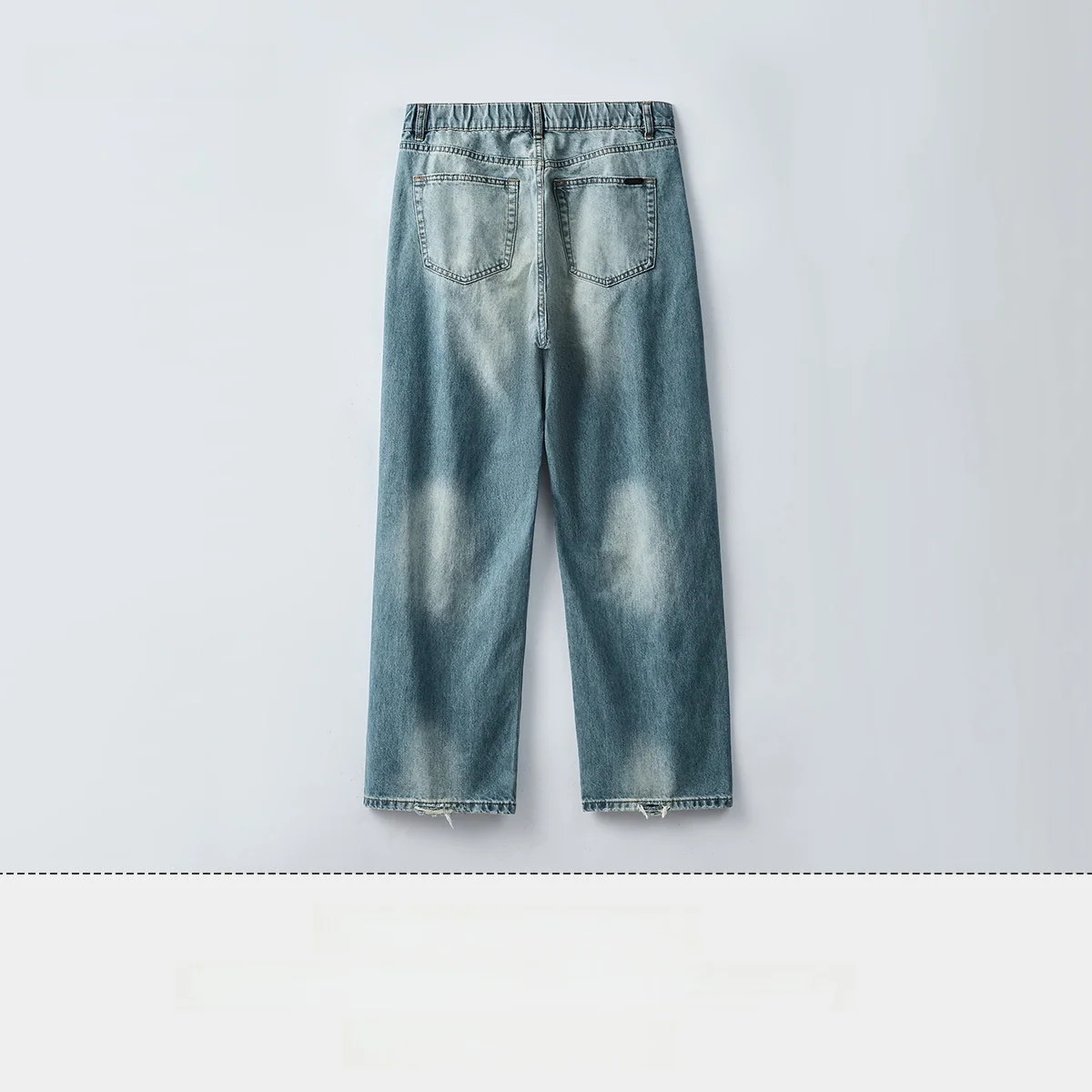 

Waed Ripped American High Street Men's Jeans Loose Straight Retro Long Pants Spring Season Casual Wear mid Waist Zipper