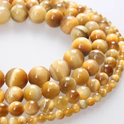 Natural Stone Beads AAAAA Tiger Eye Stone Beads Round Loose Beads 6 8 10 12mm For Bracelets Necklace Jewelry Making