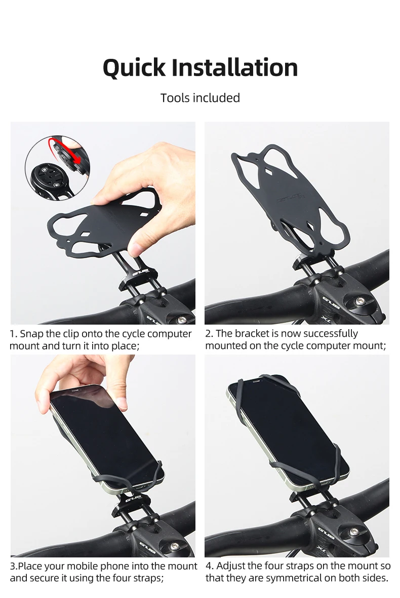 GUB P13 Handy-Fahrradhalterung, sichere Silikon-Halterung für Computer und Smartphone, kompatibel mit Garmin, Bryton, Wahoo – Detail 10
