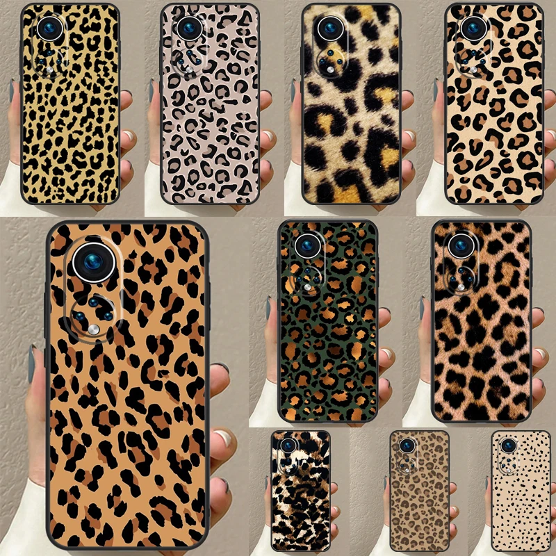 Tan Leopard For Huawei P20 P30 P40 P60 Pro P Smart Nova 9 5T Honor 70 90 50 Magic5 Lite X7a X9a X8a Case