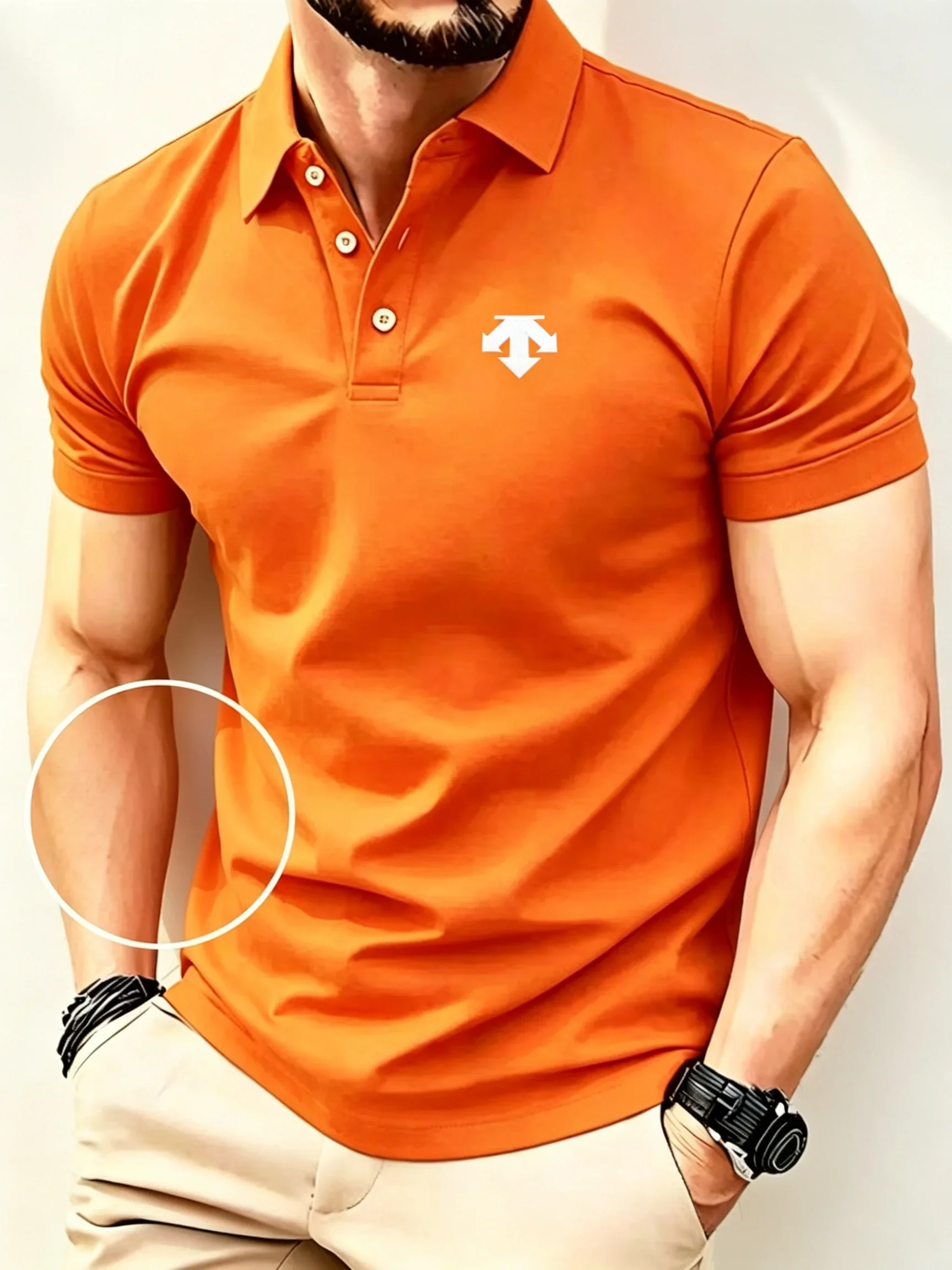 Herren Business Casual Kurzarm POLO-Shirt Knochenblumen-Druck Einfarbig Atmungsaktiv Sommer Vielseitiges Oberteil – Detail 7