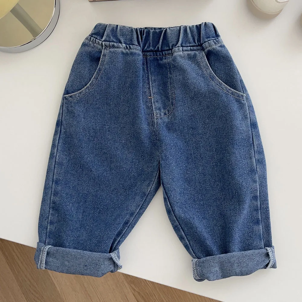 Toddler Boy School Pants Solid Color Spring Autumn Children Clothing Vintage Kids Jeans New Arrival