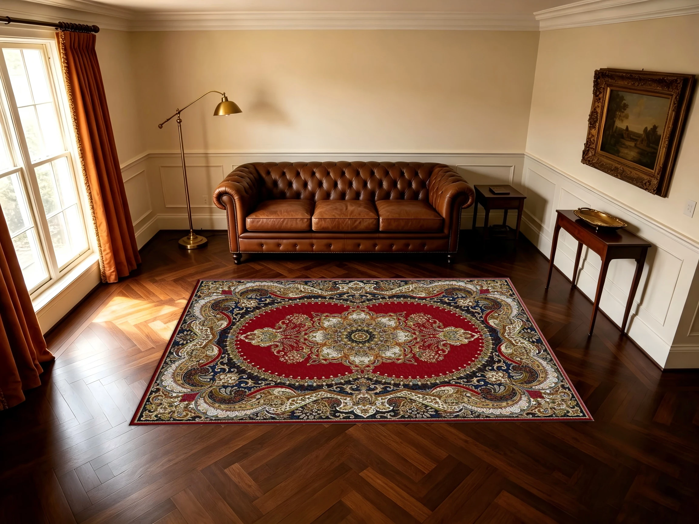 Luxurious Red Oval‑Center Medallion Area Rug Ornate Rectangle Indoor Carpet for Living Room Home Decor