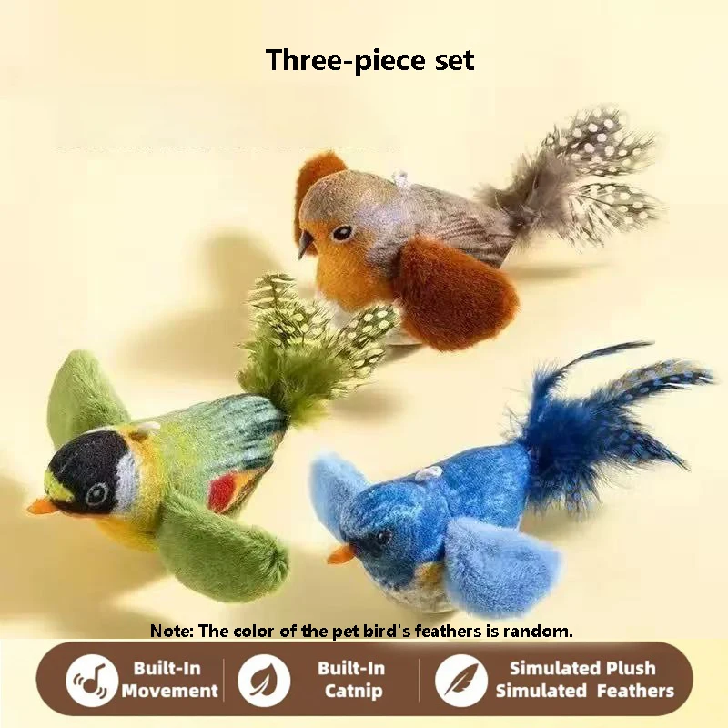 1-3 Stück Katzenspielzeug, das den Klang eines Vogels imitiert, um die Katze zu beschäftigen, elastisches Seil zur Linderung von Langeweile und zum Schutz vor Kratzen und Beißen.