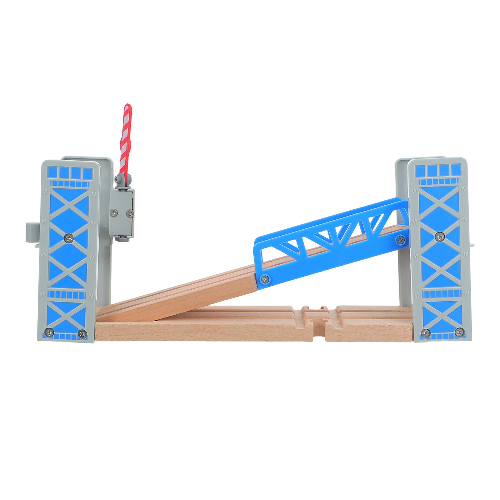 

1 комплект деревянных железнодорожных путей с мостом для малышей, развивающий логическое мышление, совместим со всеми наборами.