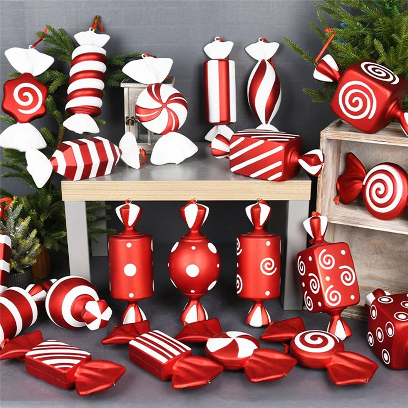 3Pcs Christmas Decorate Big Candy Cane DIY Christmas Trees Pendant Home Christmas Party Favor New Year Gift