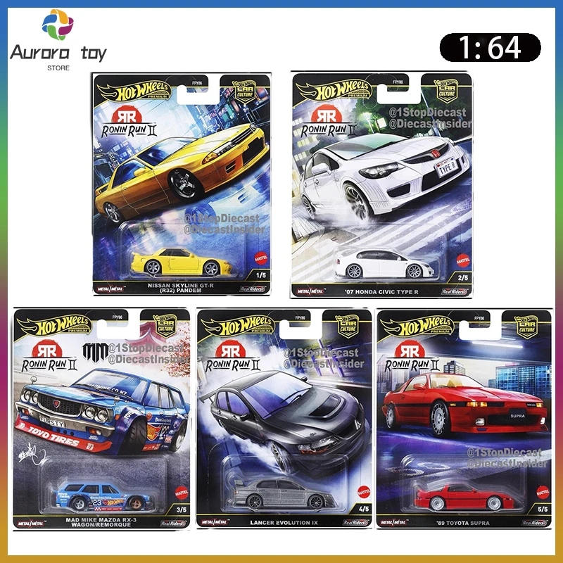 

2025 New Hot Wheels Car Model RONIN RUN 2 Series 1/64 Nissan Honda Civic Mazda RX3 Collection Alloy Model Ornament Birthday Gift