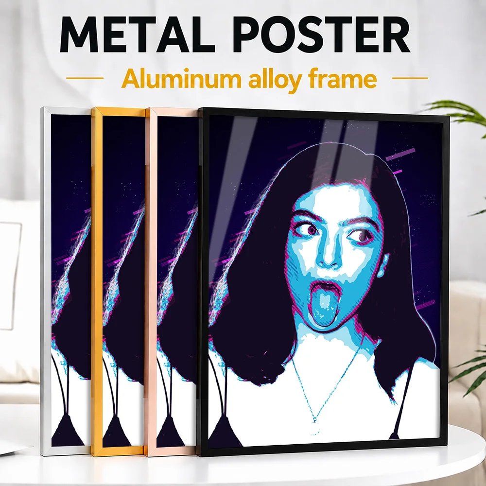 Lorde Pop Color Framed Metal Poster Personalized Photo Bold Geometric Style Wall Art For Living Room Thoughtful Music Fan Gift