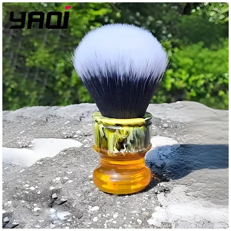 YAQI 24MM Men Professional Wet Shave Brushes Sagrada Familia Black/White Tuxedo Synthetic Fibre Resin Handle Mens Gift