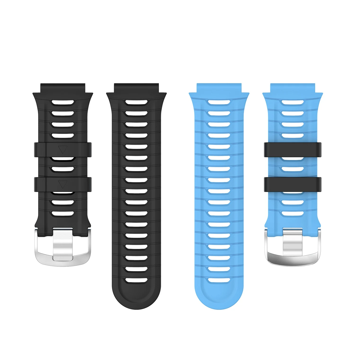 Silicone Watch Strap Band Replacement Wristband for Garmins Forerunner 920XT with Srews+Utility Knife Black+Blue