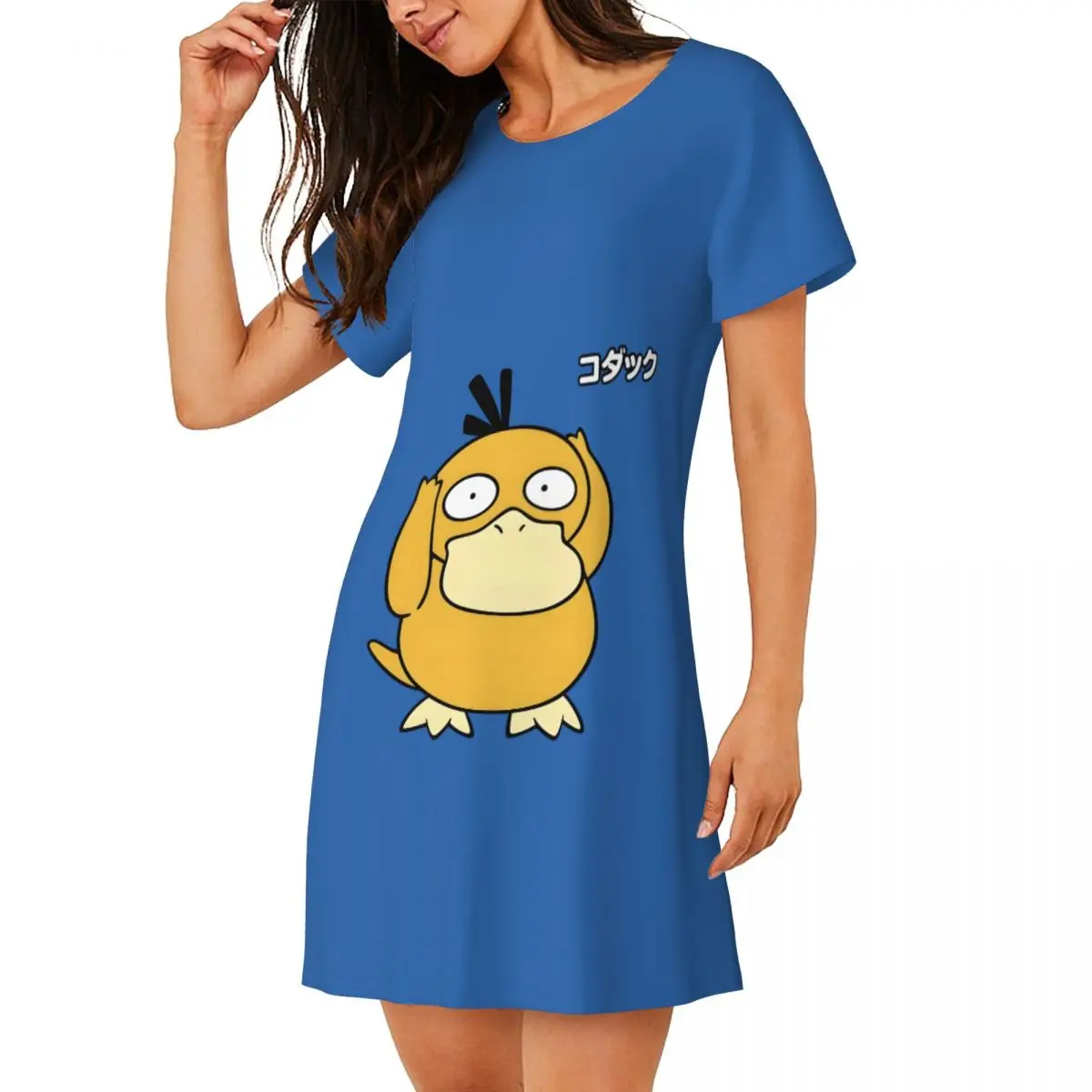 Custom Cool Ducks Women Short Sleeve Nightdress Animated Film Pullover Nightgown For Sleeping Sleepshirts