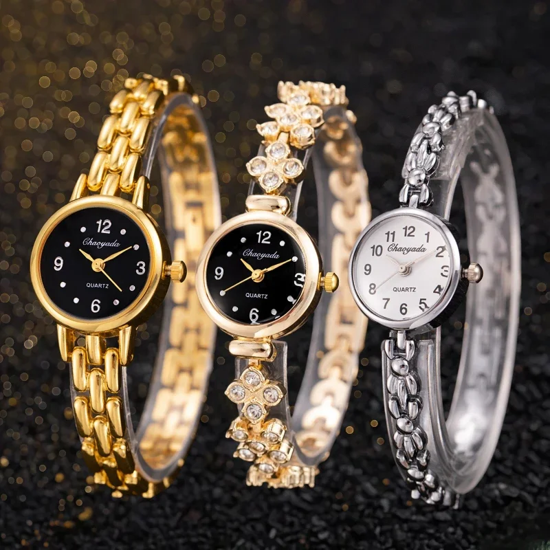 3 قطعة العلامة التجارية الأعلى المرأة ساعات كوارتز فاخرة حجر الراين السيدات سوار ساعة موضة أنثى ساعة اليد ساعة Relojes de Mujer #1