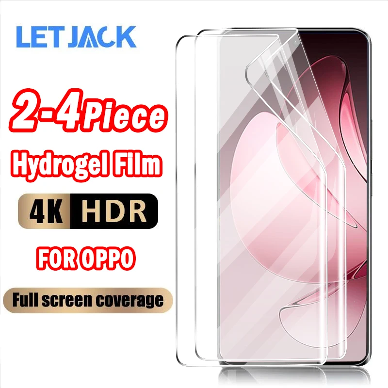 2-4 шт. полностью изогнутая гидрогелевая пленка для Oppo Reno13 12 11 10 9 8T 5G Защитная пленка для экрана для Reno 3 4 5 6 Pro+ Взрывозащищенная пленка